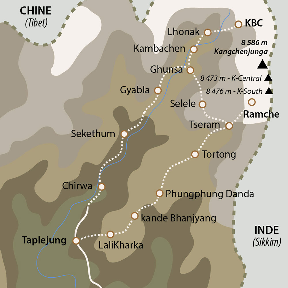 Carte du trek du Kangchenjunga